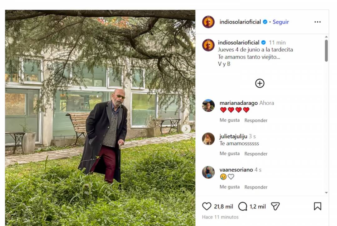 La familia del Indio Solari publicó una foto inédita que le sacaron horas antes de morir