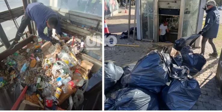 Retiraron 600 kilos de basura del puente peatonal de Parque Alberdi