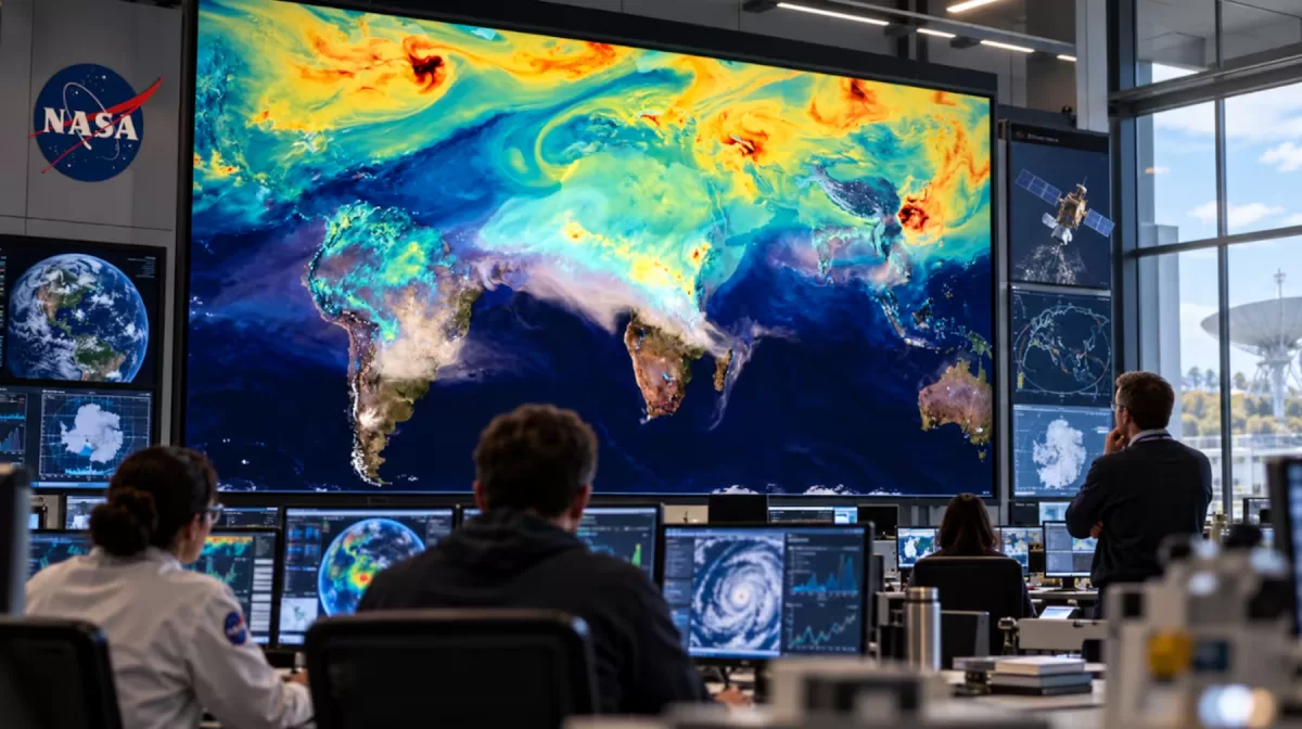 IA contra el cambio climático: así es el proyecto de NASA e IBM que analiza el planeta desde el espacio. (Imagen: ChatGPT)